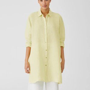 Eileen Fisher  - Garment-Dyed Organic Handkerchief Linen Long Shirt - yellow
